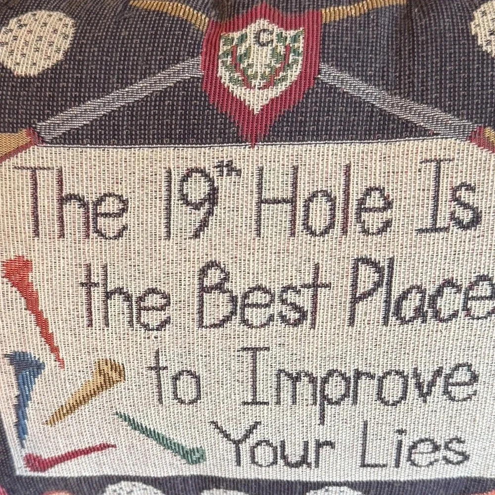 Riverdale Decorative Products Golf 19th Hole Tapestry Accent Pillow Red Vintage